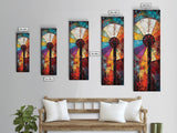 Vibrant Windmill Wall Art Canvas Print Rustic Farmhouse Art Colorful Abstract Painting Tall Skinny Art Living Room Art