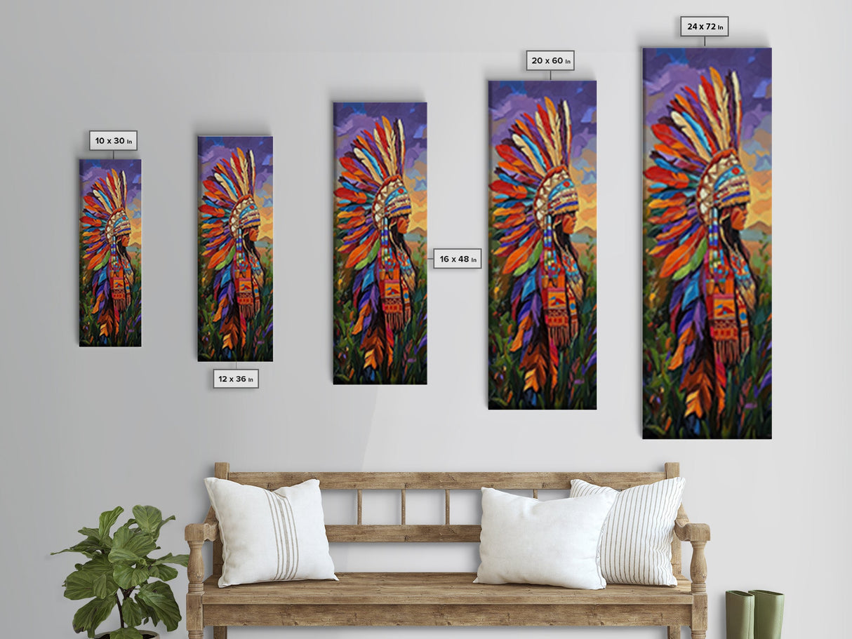 Vibrant Native Woman Framed Canvas Print Afrocentric Wall Art Bold Colorful Portrait Rustic Art Southwest Wall Art