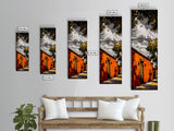 Southwest Adobe House Framed Canvas Print Rustic Wall Art Warm Earth Tone Painting Boho Wall Art Minimalist Art