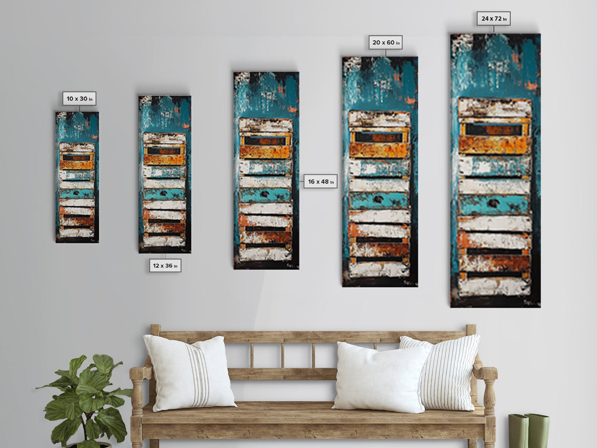 Weathered Wooden Door Rustic Decor Framed Canvas Print Wabi Sabi Art Farmhouse Art Long Narrow Wall Art Above Couch Art