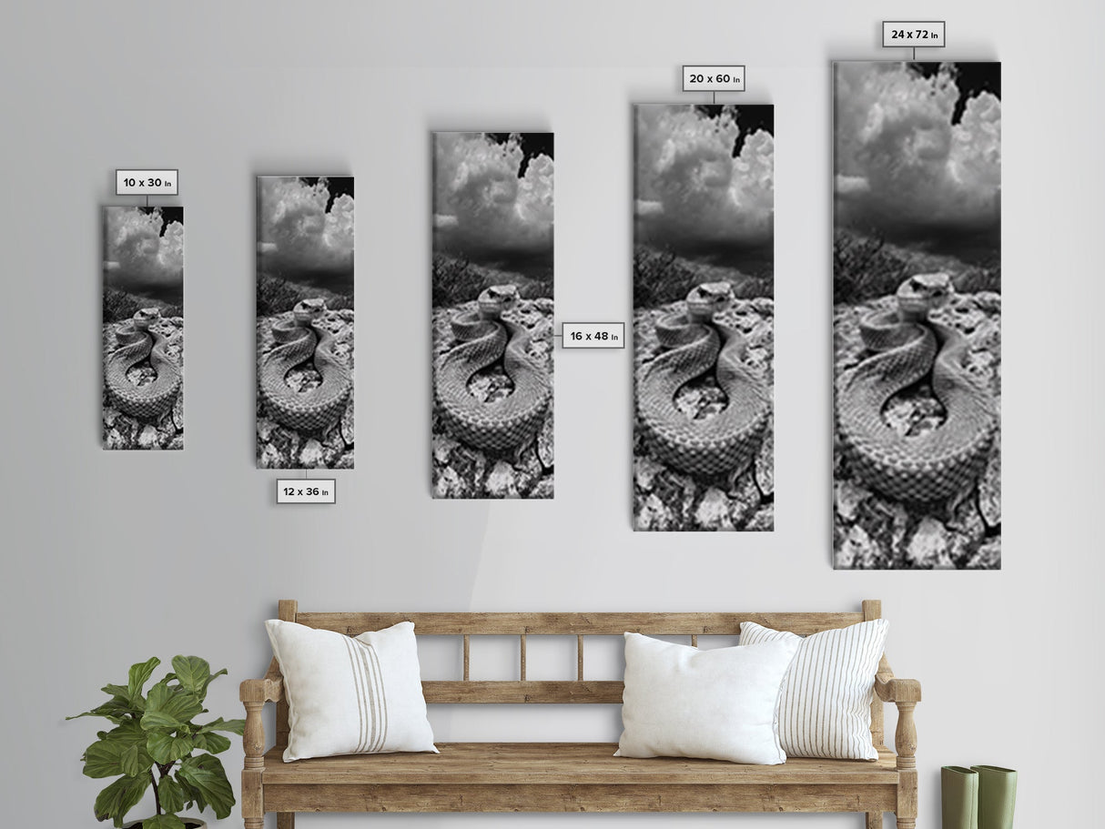 Rattlesnake Desert Art, Framed Canvas Print, southwest wall art, rustic decor, moody art, wildlife photography, cowboy aesthetic, gift idea