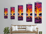Sunset Campfire Canvas Print, landscape painting, moody art, southwest wall art, mountain painting, coastal décor, rustic décor, gift idea him