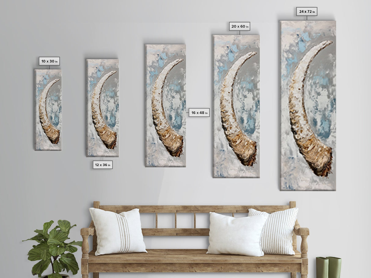 Abstract Horn Art Rustic Wall Decor Framed Canvas Print | Wabi Sabi Art | Minimalist Art | Neutral Home Decor | Textured Painting