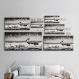 Pelican, coastal wall art, nautical painting, black and white art, seascape painting, ocean bird, Framed Canvas Print, beach decor