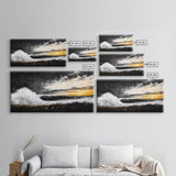 Ocean Waves, coastal wall art, nautical painting, seascape painting, moody art, extra wide art, framed canvas print, panoramic painting