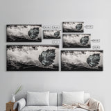 Nature Leaf Art, Monochrome Painting, Abstract Botanical Prints, Black and White Art, Modern Wall Decor, Framed Canvas Print, Rustic Art