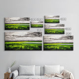 Marsh Landscape Painting, Green Wall Art, Nature Artwork, Panoramic Art, Extra Wide Art, Framed Canvas Print, Rustic Home Decor