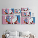 Hands Abstract Art, Pop Art Painting, Whimsical Art, Pink and Blue Wall Art, Modern Decor, Framed Canvas Print, Unique Gift Idea
