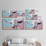 Longhorn Cow Portrait, Rustic Farmhouse Wall Art, Southwest Decor, Western Painting, Framed Canvas Print, Country Living Gift Idea