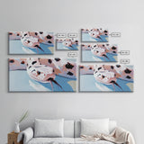 Snake Painting, Pink and Blue Wall Art, Whimsical Art, Reptile Lover Gift, Nature Art, Framed Canvas Print, Modern Decor, Moody Art