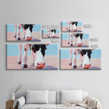 Longhorn Cow, Bull and Bear Art, Rustic Decor, Farmhouse Art, Southwest Wall Art, Light Pink Wall Art, Canvas Print, Living Room Art
