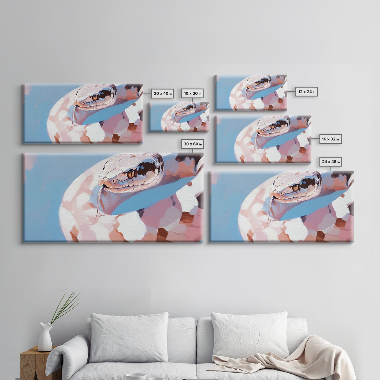 Snake Painting, Moody Art, Southwest Wall Art, Boho Art, Pink Abstract Art, Framed Canvas Print, Extra Wide Art, Zen Wall Art, Minimalist Art