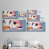 Koi Fish Painting, Light Pink Wall Art, Coastal Wall Art, Nautical Decor, Framed Canvas Print, Gift Idea, Living Room Art, Ocean Art