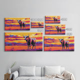 Bull, cattle, western ranch, cowboy lifestyle, moody colors, rustic home decor, scenic landscape, extra wide art, canvas print
