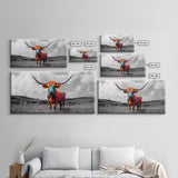 Psychedelic Longhorn Art Framed Canvas Print Vibrant Whimsical Art Southwest Wall Art Gift Idea Above Bed Art Rustic Decor
