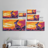 Jackrabbit, desert wildlife, rustic nature art, whimsical animal painting, boho decor, southwest wall art, framed canvas print