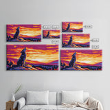 Howling Wolf, mountain painting, pine tree art, rustic decor, panoramic painting, southwest wall art, landscape painting, Canvas Print, gift
