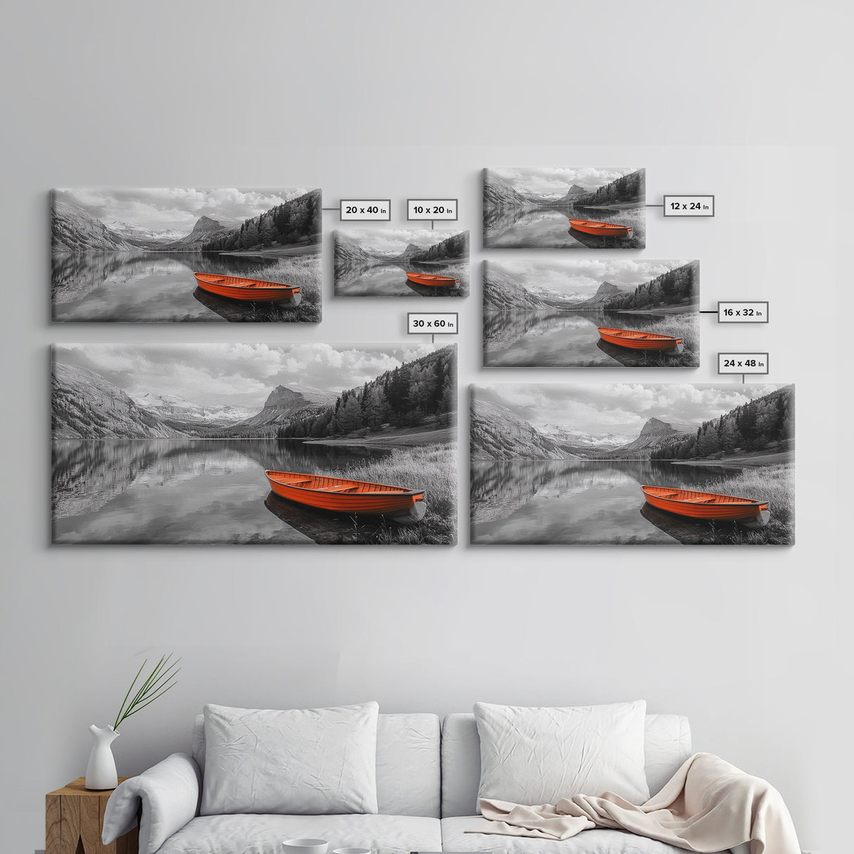 Serene Mountain Lake Canvas Print Rustic Wall Art Landscape Painting Above Sofa Art Bedroom Art Above Bed Wall Art Nautical Decor