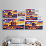 Monument Valley, desert painting, southwest wall art, mountain painting, boho art, panoramic art, Canvas Print, rustic wall art, cowboy gift