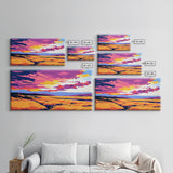 Golden Meadow, landscape painting, farmhouse art, moody art, above bed wall art, wabi sabi art, extra wide art, framed canvas print