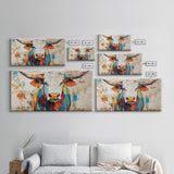 Vibrant Bull Art, rustic decor, extra wide art, farmhouse art, bold color wall art, southwestern painting, framed canvas print, modern rustic art