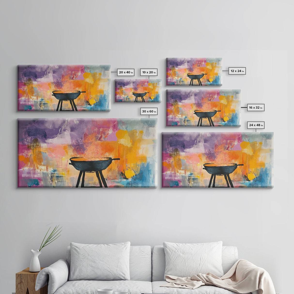 Campfire Art, Rustic Decor, Wild West Painting, Moody Wall Art, Extra Wide Art, Cozy Home Decor, Autumn Painting, Framed Canvas Print
