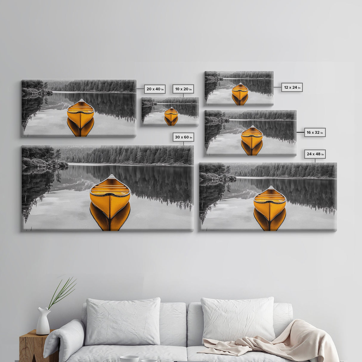 Reflections of Nature, lake Tahoe art, pine tree art, landscape painting, nature wall art, extra wide art, panoramic art, Canvas Print