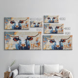 Longhorn Painting, Framed Canvas Print, Rustic Wall Art, Southwest Wall Art, Farmhouse Art, Extra Wide Art, Above Couch Art, Moody Art