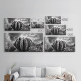 Desert Cactus, southwest wall art, Joshua tree art, rustic art, landscape painting, desert decor, panoramic art, Canvas Print