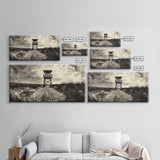 Lifeguard Tower, Coastal Landscape Art, Wabi Sabi Art, Rustic Decor, Moody Art, Nautical Wall Art, Canvas Print