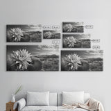 Cactus Bloom, botanical prints, wildflower painting, nature art, scenic mountain landscape, rustic wall art, southwest decor, Framed Canvas Print