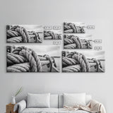 Nautical rope, rustic art, coastal decor, nautical wall art, maritime painting, extra wide art, panoramic painting, framed canvas print