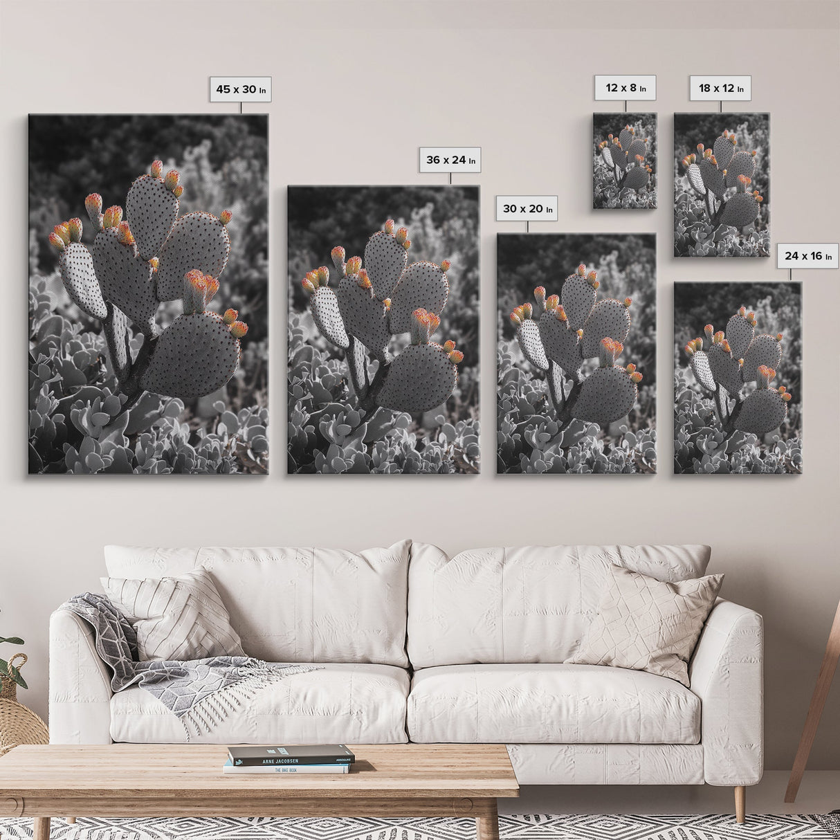 Desert cactus, southwest wall art, Joshua tree art, framed canvas print, botanical prints, rustic boho decor, floral desert painting
