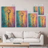 Abstract Key Painting, Bold Colorful Art, Wabi Sabi Wall Art, Southwest Wall Decor, Framed Canvas Print, Gift Idea, Modern Art