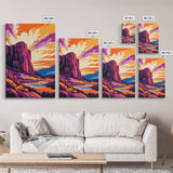 Mountain Painting, Bold Landscape Art, Orange Purple Wall Decor, Southwest Wall Art, Framed Canvas Print, Nature Inspired Artwork