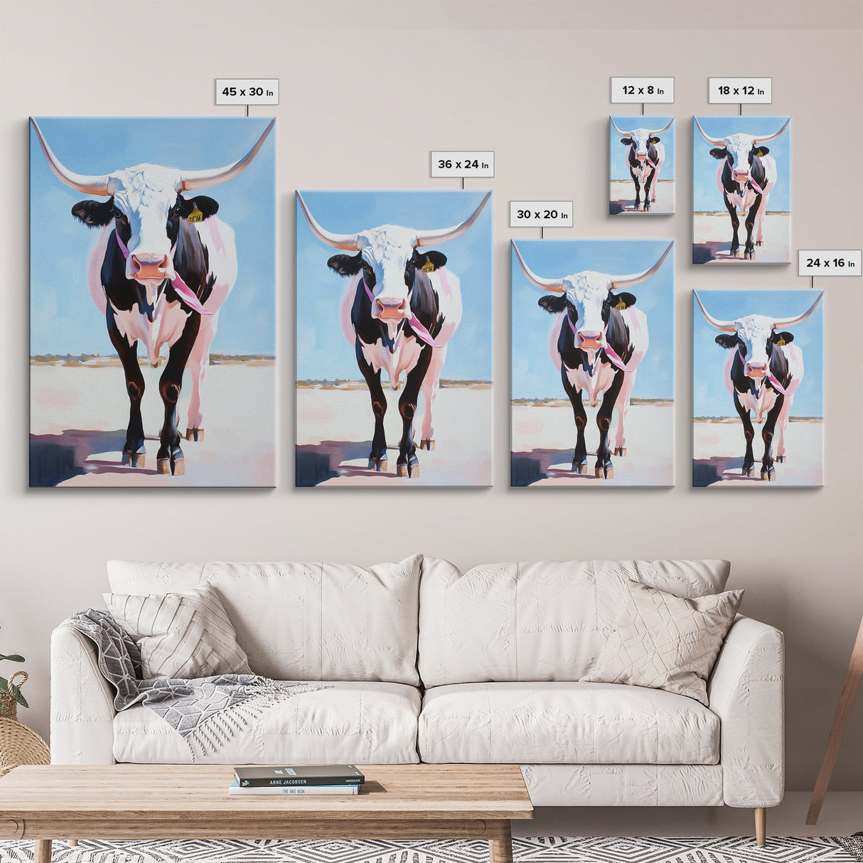 Longhorn Cow, Western Wall Art, Rustic Decor, Canvas Print, Southwest Wall Art, Farmhouse Art, Gift Idea, Living Room Art, Boho Art