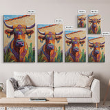 Colorful Bull, Mosaic Wall Art, Chicano Art, Southwest Wall Art, Canvas Print, Farmhouse Art, Rustic Decor, Gift Idea, Boho Art