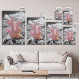 Ocean coral, coastal decor, nautical painting, framed canvas print, marine life art, whimsical ocean scene, tropical beach house wall art
