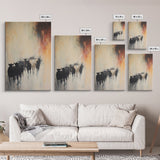 Foggy Cattle, moody art, bull and bear art, rustic wall art, farmhouse art, vintage aesthetic, country home, Canvas Print