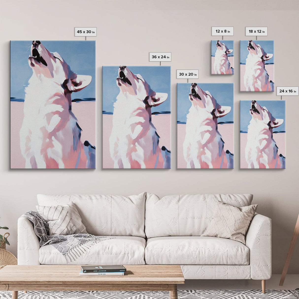 Howling Wolf, moody art, rustic decor, southwest wall art, zen wall art, framed canvas print, wabi sabi art, forest painting