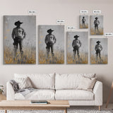 Lone Cowboy, Rustic Art, Western Wall Art, Wabi Sabi Art, Vintage Horse Art, Moody Art, Canvas Print, Framed Cowboy Painting