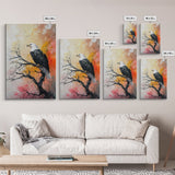 Eagle on Branch, textured painting, wildlife wall art, rustic art, autumn colors, farmhouse decor, framed canvas print, bird art
