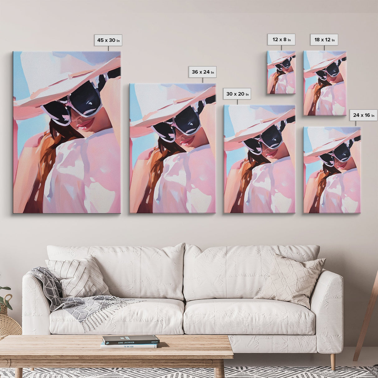 Woman Portrait, Pink Wall Art, Framed Canvas Print, Light Pink Wall Art, Moody Art, Coastal Cowgirl Wall Art, Boho Art, Minimalist Art