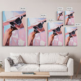 Woman Portrait, Pink Wall Art, Framed Canvas Print, Light Pink Wall Art, Moody Art, Coastal Cowgirl Wall Art, Boho Art, Minimalist Art