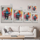 Bold Bison, Modern Southwest Art, Bull And Bear Art, Rustic Decor, Framed Canvas Print, Western Wall Art, Moody Art, Ranch Home Art