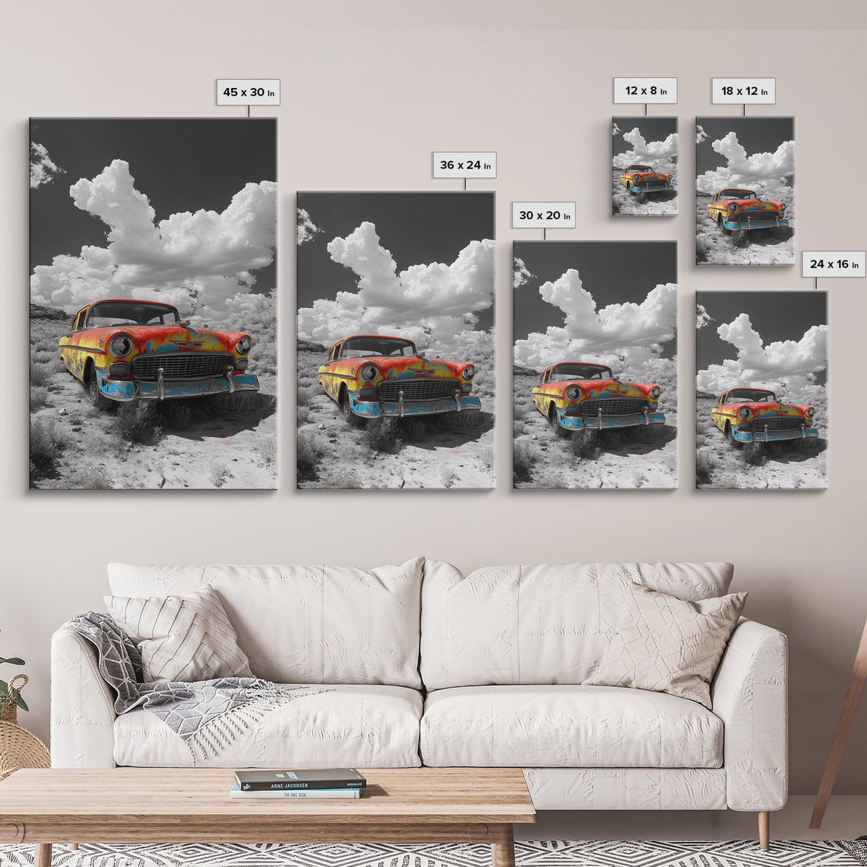 Vintage Car, Custom Car Painting, Graffiti Wall Art, Rustic Art, Old Car Scene, Moody Art, Framed Canvas Print, Landscape Art