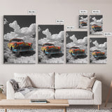 Vintage Car, Custom Car Painting, Graffiti Wall Art, Rustic Art, Old Car Scene, Moody Art, Framed Canvas Print, Landscape Art