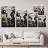 Black and White Bull, bull and bear art, rustic wall art, farmhouse art, moody art, framed canvas print, above couch art, gift idea for him
