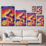 Rattlesnake Sunset, Bold Snake Art, Vibrant Southwest Decor, Wildlife Art, Nature Painting, Canvas Print, Living Room Art