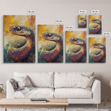 Snake Close-Up, Bold Reptile Painting, Southwest Art, Moody Animal Art, Desert Wall Art, Unique Home Decor, Canvas Print